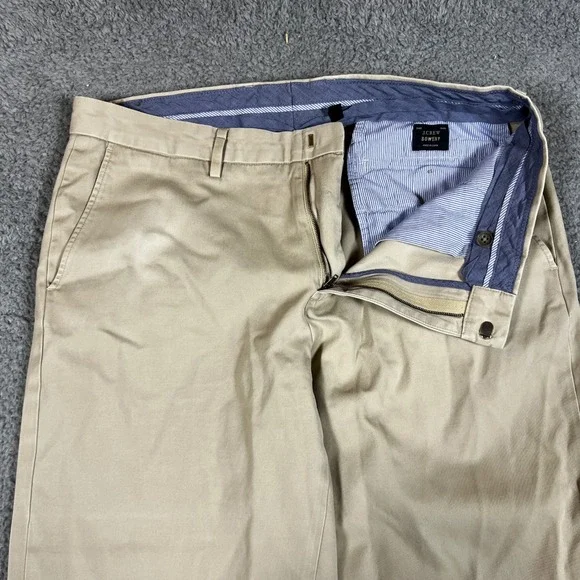 J Crew Chinos Pants Mens 34x35 Bowery Khaki Straight Fit Cotton Office Casual - Picture 2 of 9